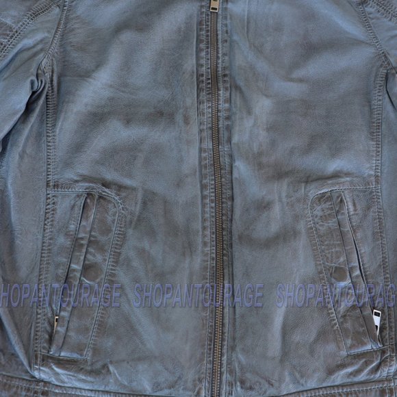 Cave Blue Men`s Long Sleeve Genuine Leather Jacket By Mauritius. - Picture 3 of 6